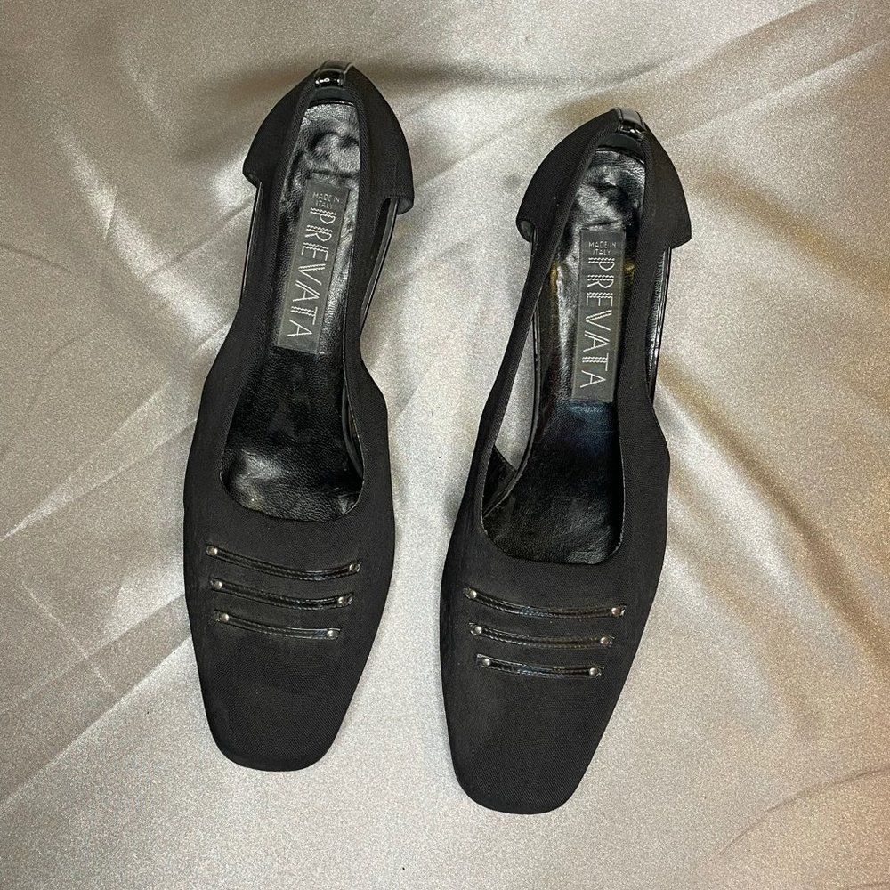 Prevata Black Fabric Dress Heels, Size 9.5 (see last 2 photos)